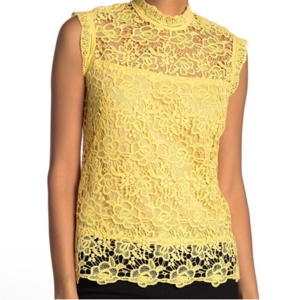 NWT: $98 NANETTE LEPORE Spring Fling Crocheted Top, Size Small, Sundance Yellow